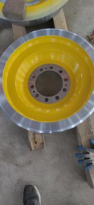 comprare Ruote del rimorchio del camion della ferrovia del diametro 640mm dell'en 10204 con colore di verniciatura giallo online manufacture